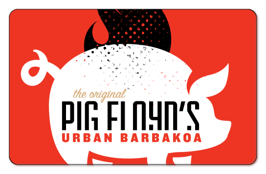 pig floyds white logo on a red background